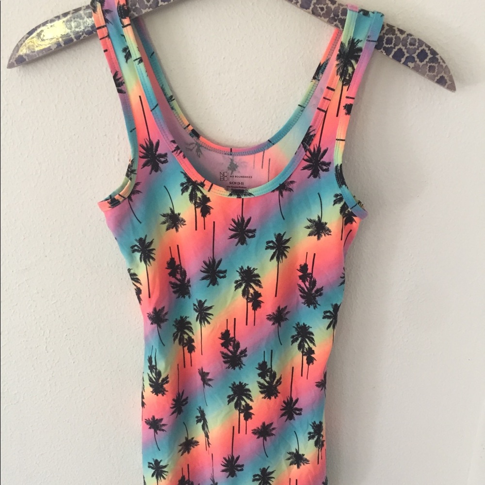 No Boundaries Rainbow Palm Tank Top